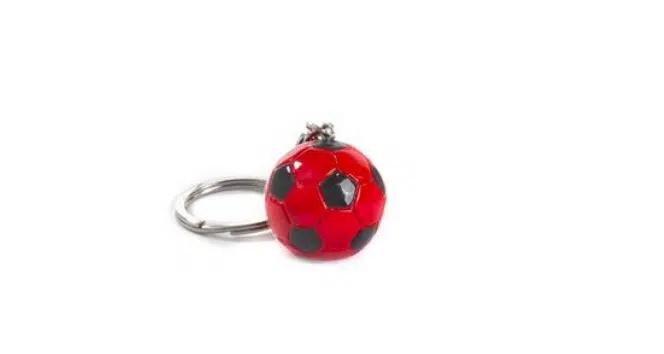 PORTACHIAVI PALLONE DA CALCIO ROSSO-NERO PB20862