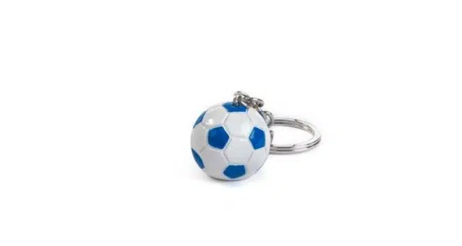 PORTACHIAVI PALLONE DA CALCIO BIANCO-AZZURRO PB20864
