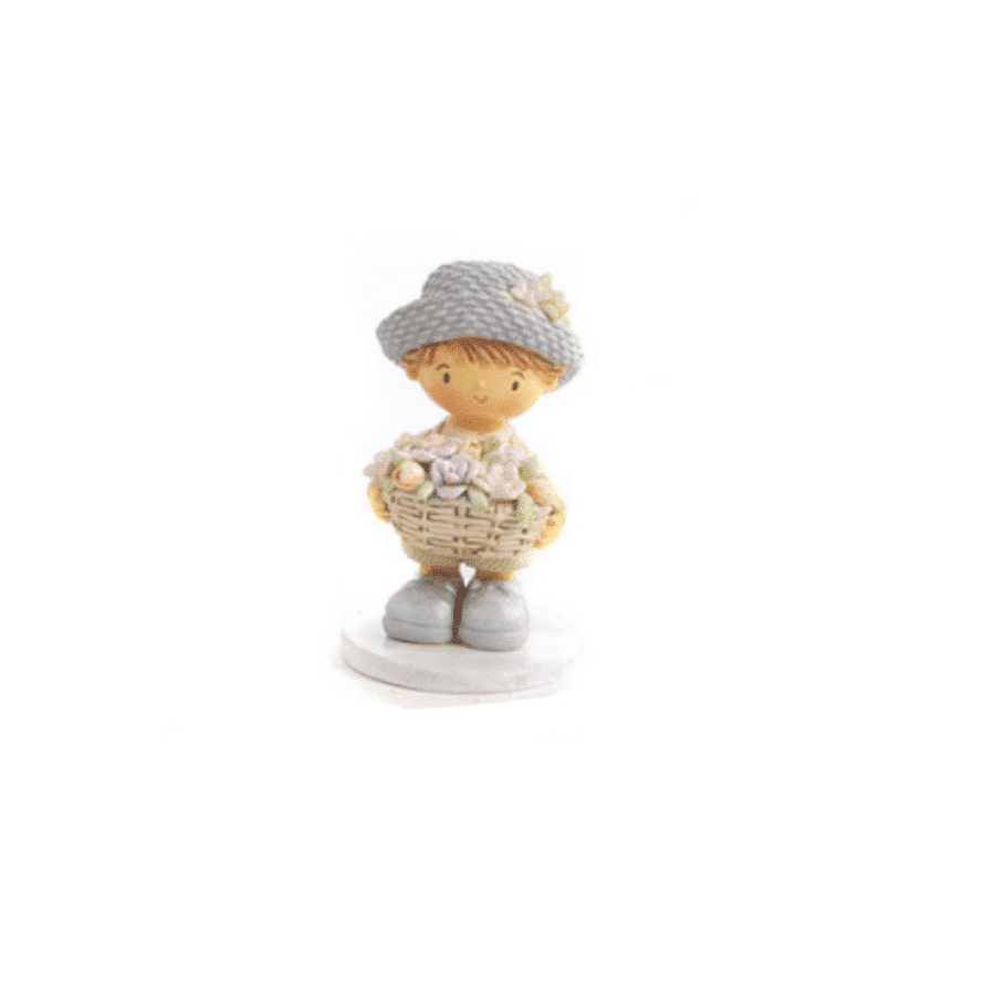 BIMBO CON CAPPELLO E CESTO DI FIORI PB20331