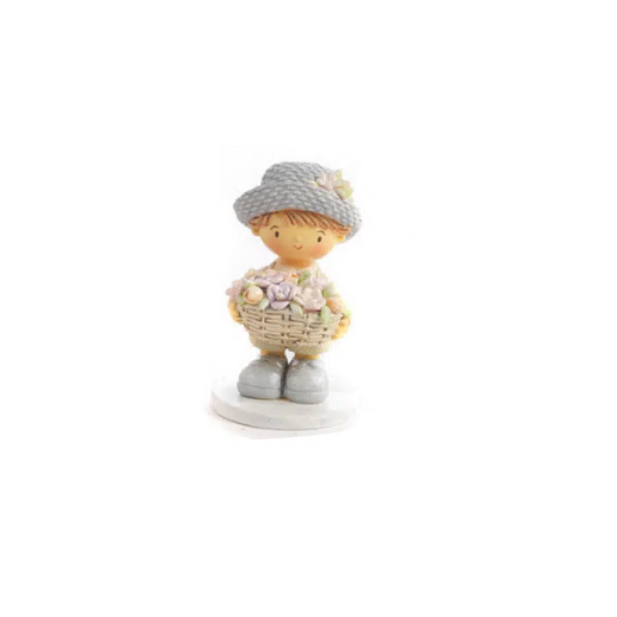 BIMBO CON CAPPELLO E CESTO DI FIORI PB20331