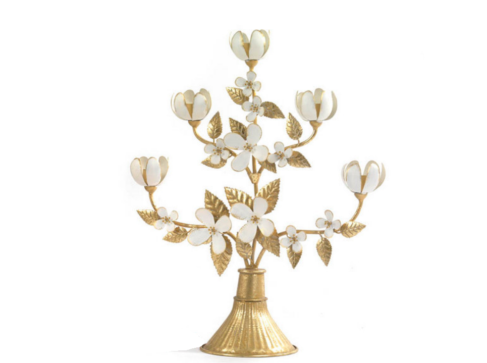CANDELABRO CON FIORI E FOGLIE PB20566