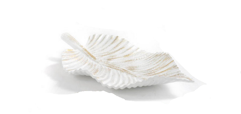 VASSOIO FOGLIA BIANCA ORO PB20623