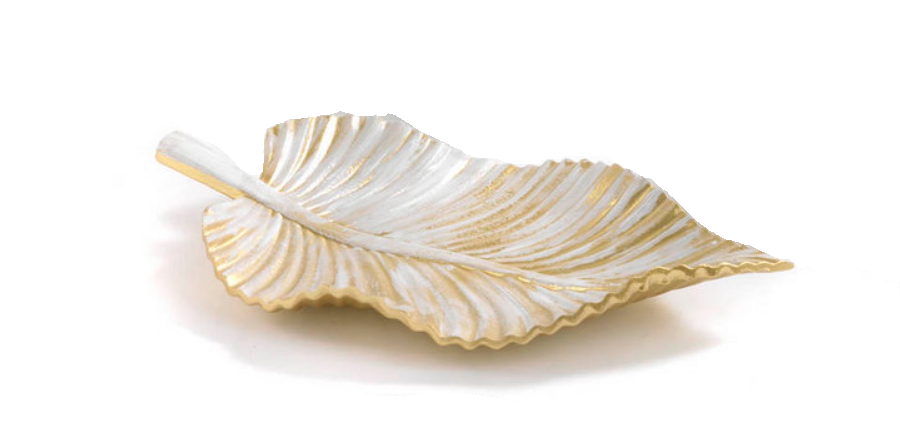 VASSOIO FOGLIA ORO BIANCA PB20624