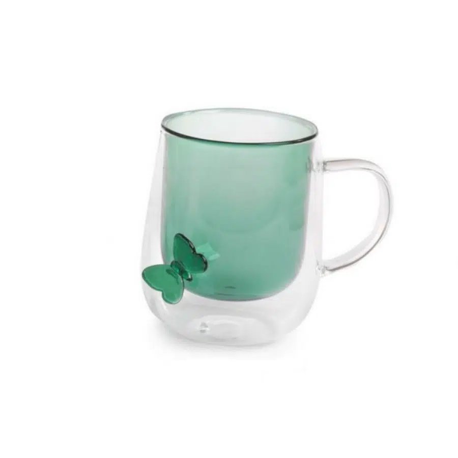 TAZZA VERDE CON FARFALLA PB21115