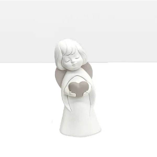 Valenti Angelo bianco in resina con cuore tortora R 17888 BI