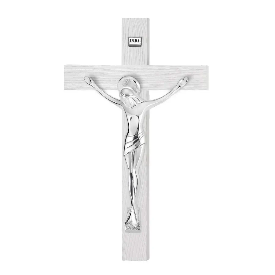 Valenti Cristo scultura argentata su croce in resina R 18293 1 ARG