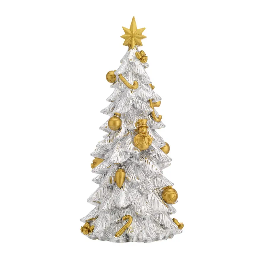 Bagutta albero argentato e oro con carillon h. 27 N 8592 06