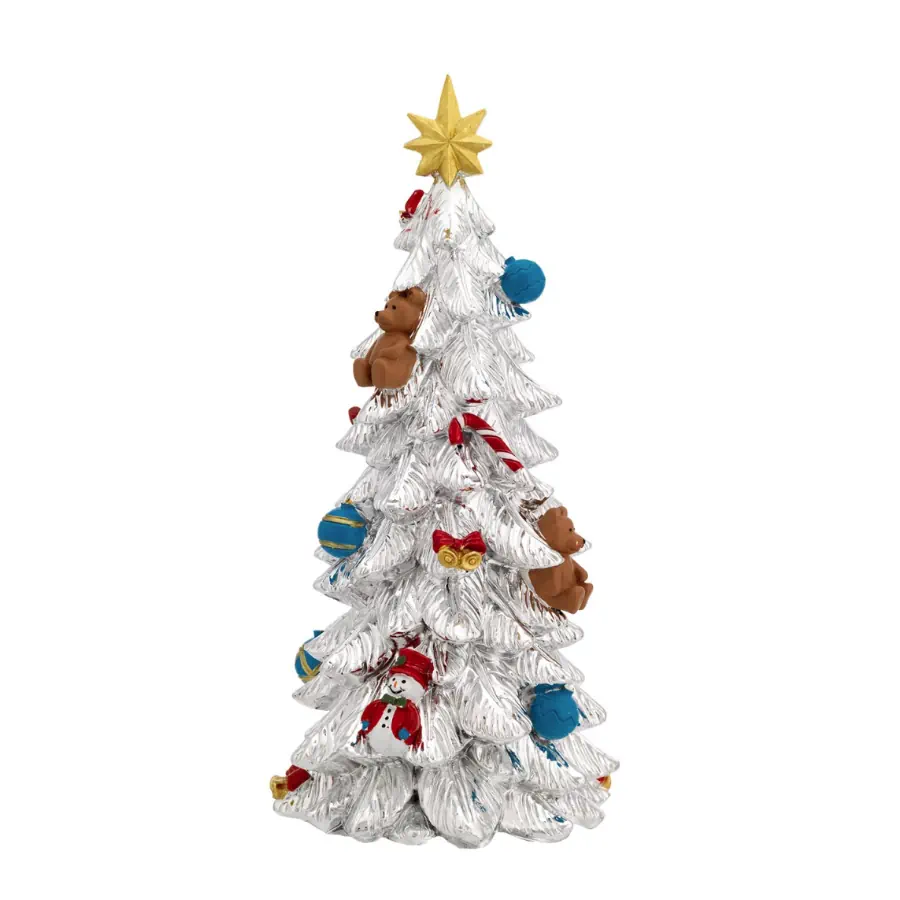 Bagutta albero argentato e smaltato con carillon h. 27 N 8592 05