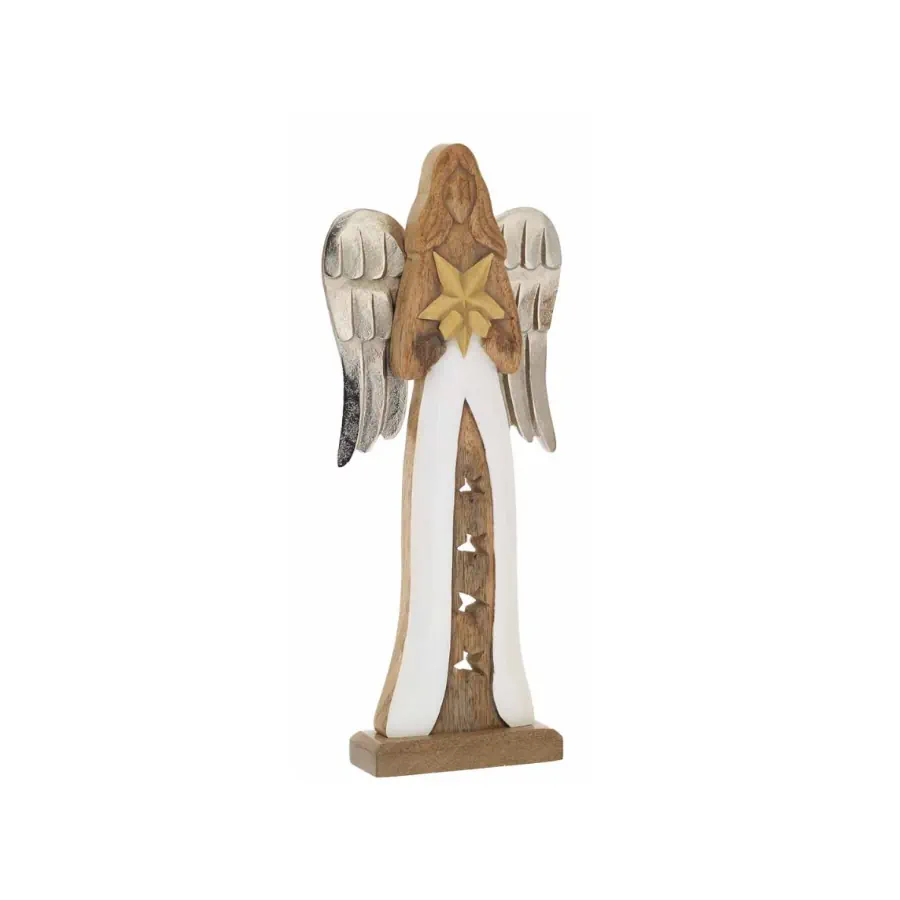 Bagutta angelo natalizio in legno di mango e smalto h. 40 TN 50118 01