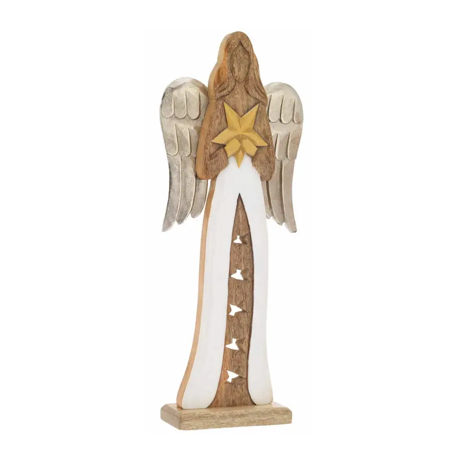 Bagutta angelo natalizio in legno di mango e smalto h. 50 TN 50118 02