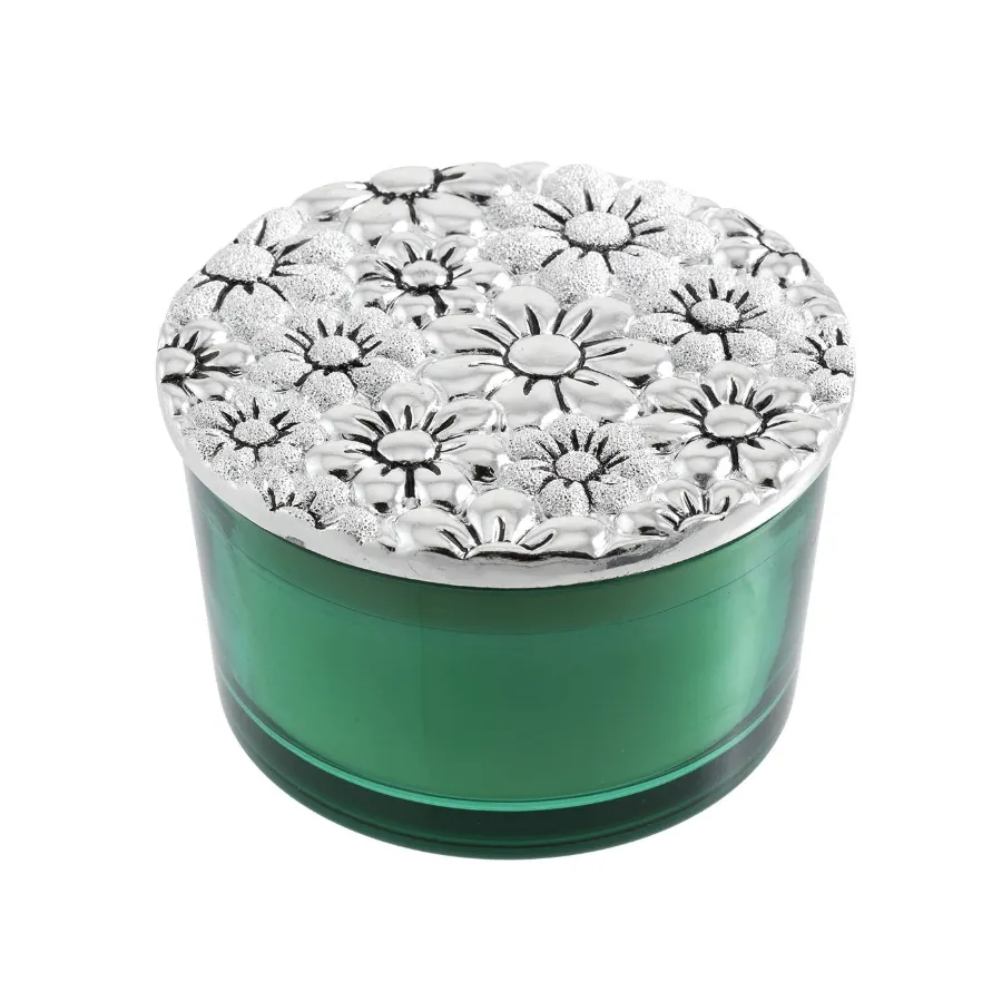 Bagutta candela vasetto tondo con coperchio argentato margherite 2219 05