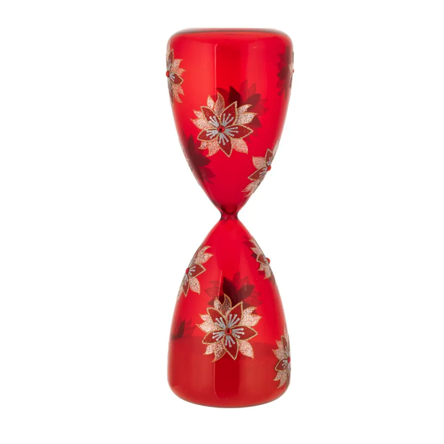 Bagutta clessidra 10x30 60 min. con stelle di natale rossa N 8626 03