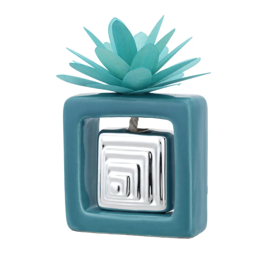 Bagutta diffusore quadrato azzurro con dalia stilizzata azzurra 2217 01 AZ