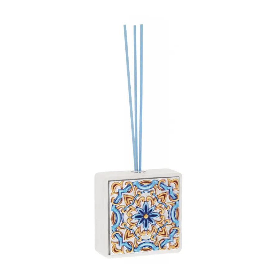 Bagutta diffusore quadrato bianco con deco maiolica 2093 01 G