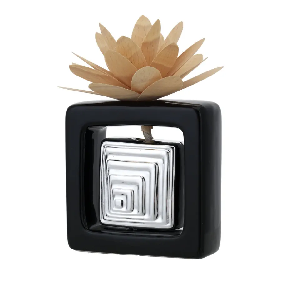 Bagutta diffusore quadrato nero con dalia stilizzata tortora 2217 01 TO