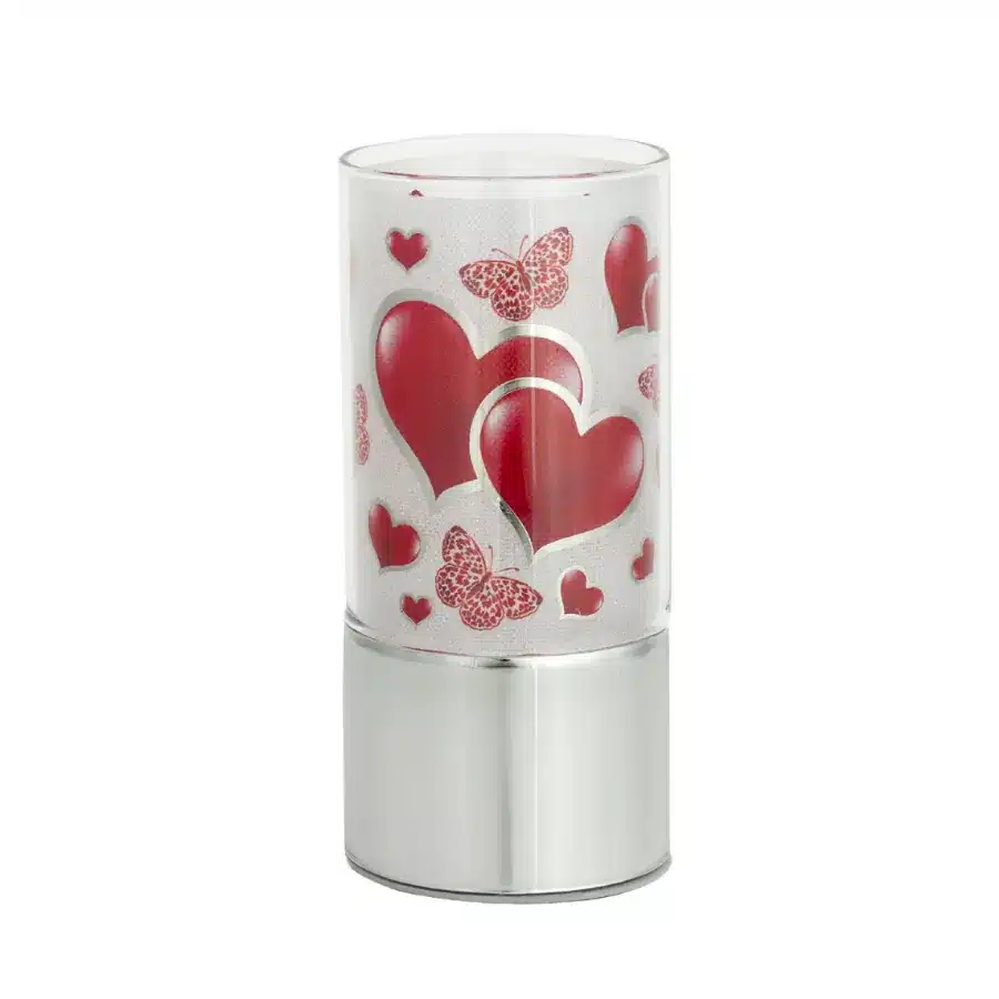 Bagutta lampada 7x15 decoro cuori e farfalle 2214 02