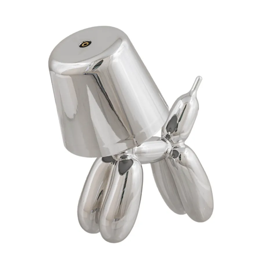 Bagutta lampada cagnolino stilizzato in acrilico con carica usb argento 2277 AR