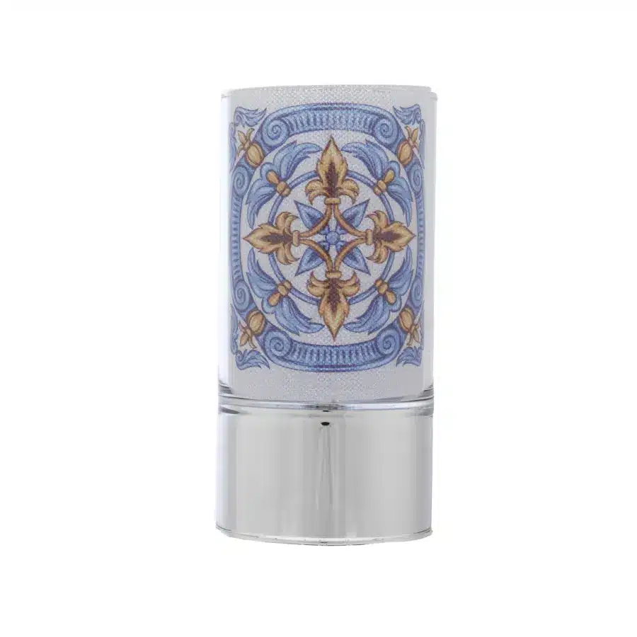 Bagutta lampada in vetro 7x15 con decoro maiolica azzurra 2081 06