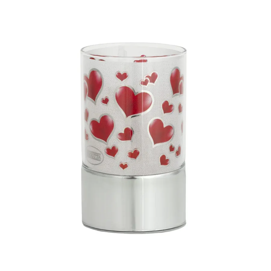 Bagutta lampada in vetro 9x15 con decoro cuori 2214 03