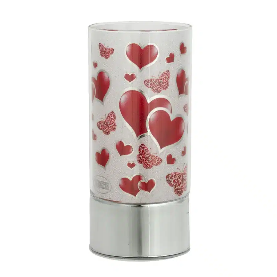 Bagutta lampada in vetro con decoro cuori e farfalle 2214 06