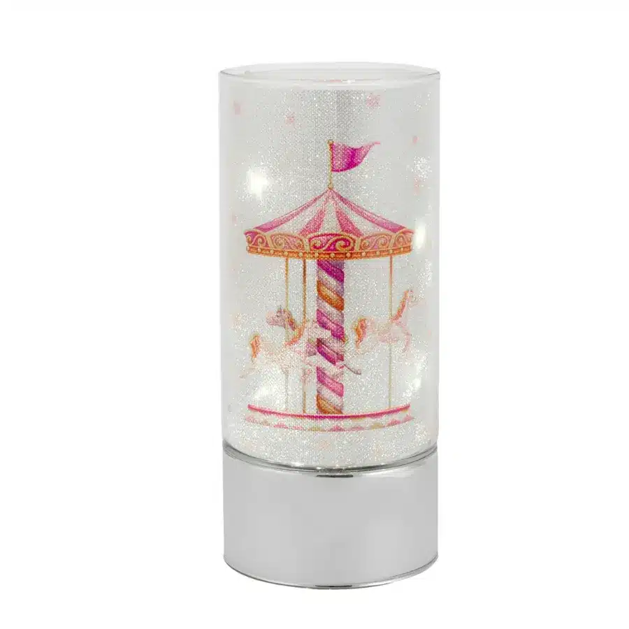 Bagutta lampada in vetro con decoro giostra rosa B 4183 20 R