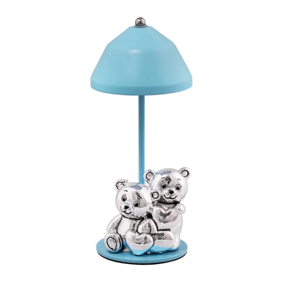 Bagutta lampada usb e coppia di orsetti con cuore azzurra B 4229 03 A