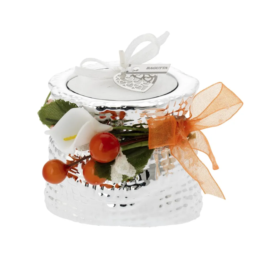 Bagutta minisacco con tealight decorata e deco floreale arancio 2200 AR