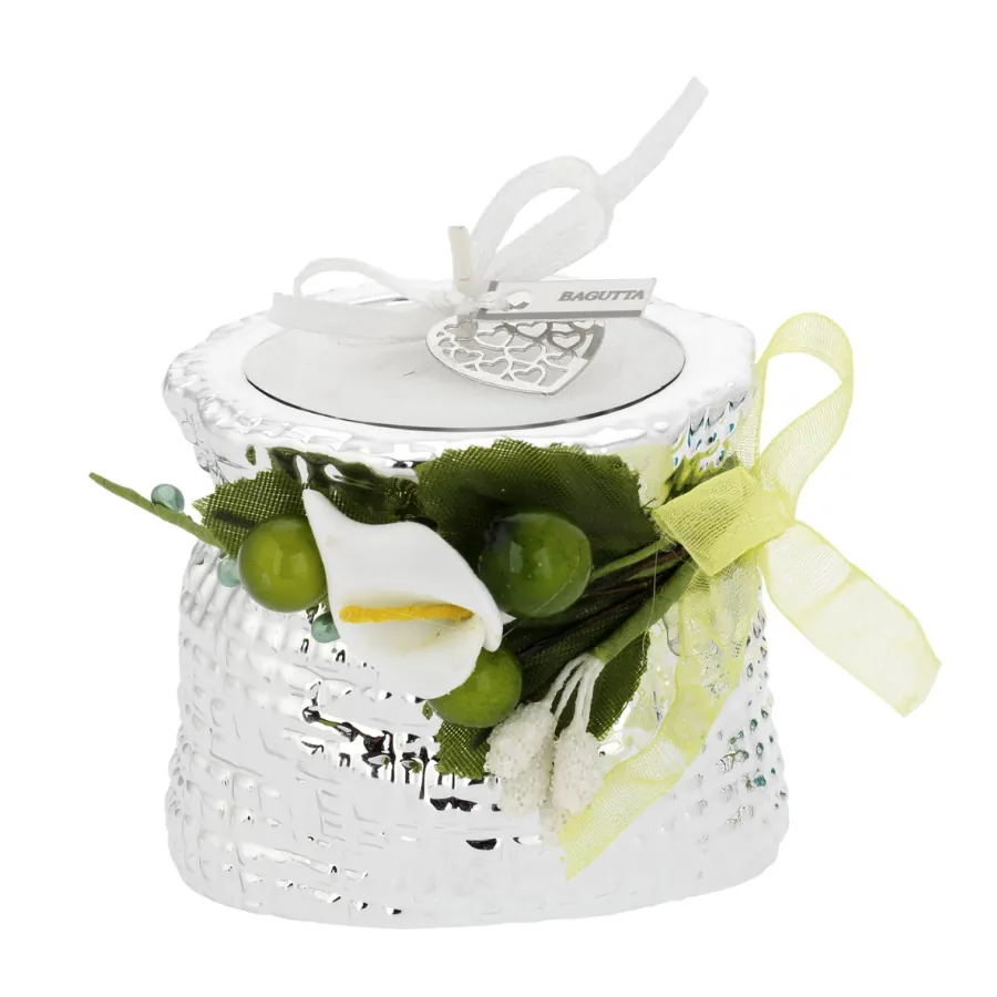 Bagutta minisacco con tealight decorata e deco floreale verde 2200 VE