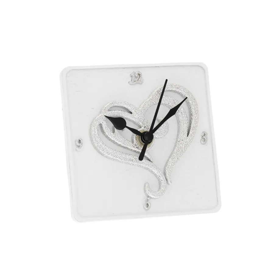 Bagutta orologio da tavolo 10x10 decoro cuore 2095 01 P