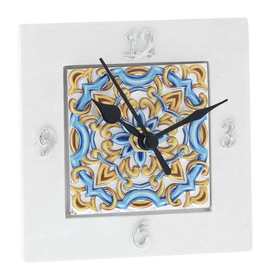 Bagutta orologio quadrato 10x10 con deco maiolica 2094 01 P