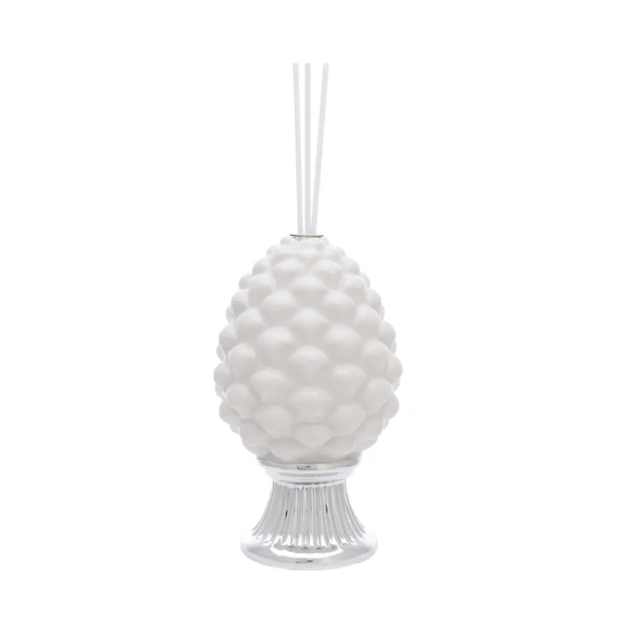 Bagutta pigna con diffusore bianca con base argento 2114 02 ABI