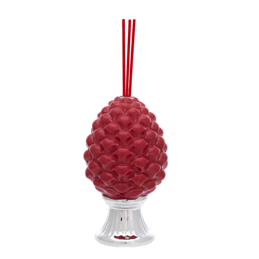 Bagutta pigna con diffusore rossa con base argento 2114 02 ARO