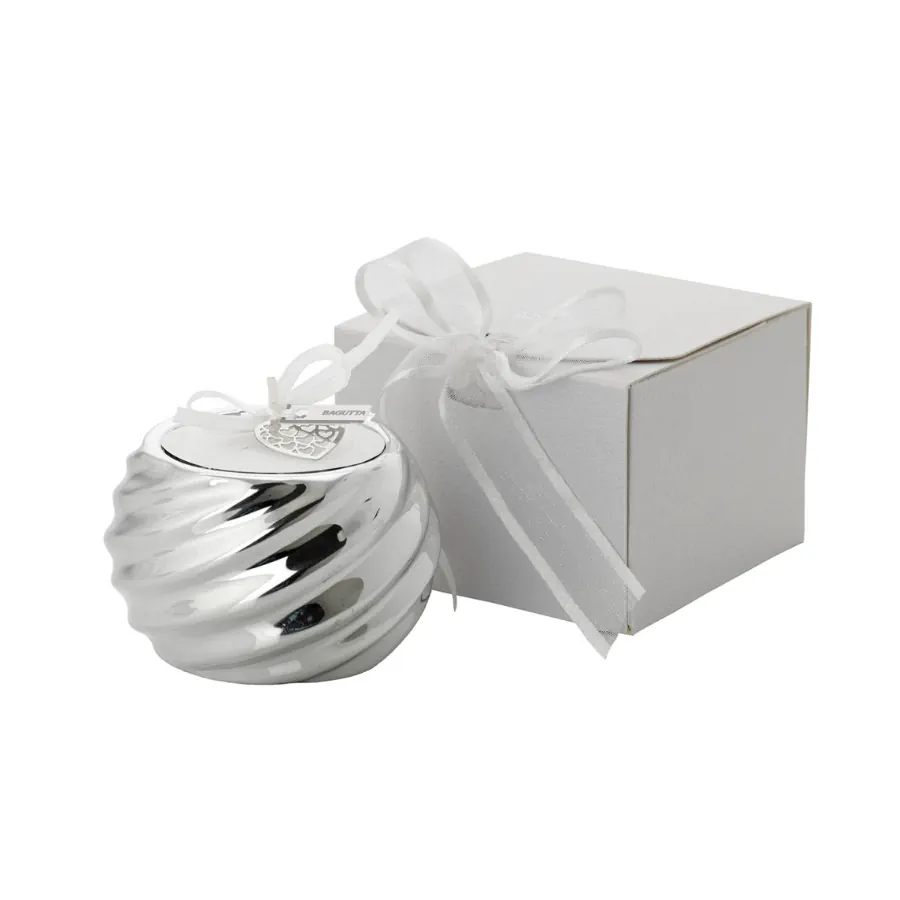 Bagutta portacandela sfera millerighe con tealight decorata 2201 03