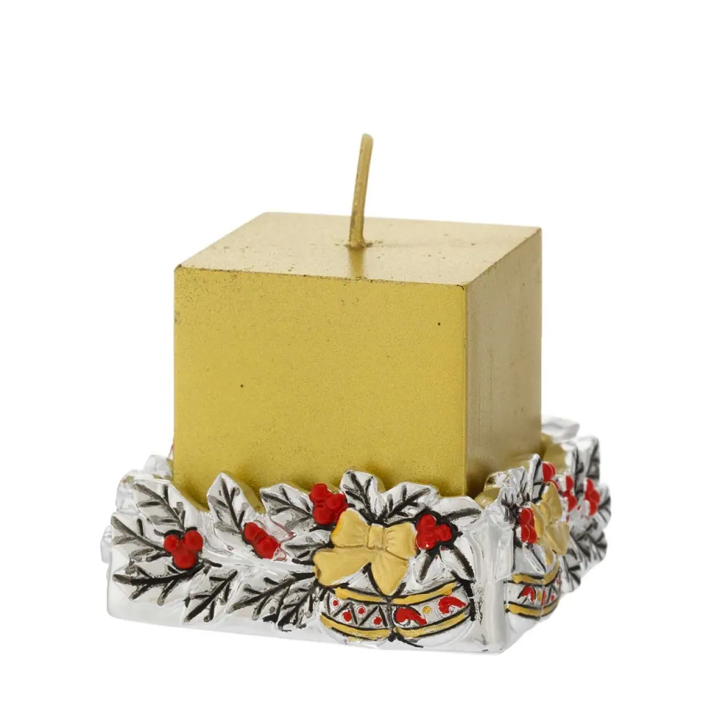 Bagutta portacandele natalizio con candela oro N 8660 01 OR