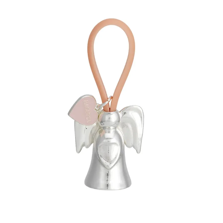 Bagutta portachiavi angelo 1 silver plated gancio in silicone rosa 2208 01 RS