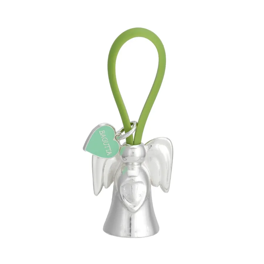 Bagutta portachiavi angelo 1 silver plated gancio in silicone verde 2208 01 VE