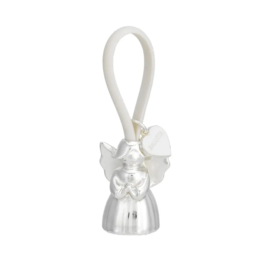 Bagutta portachiavi angelo 3 silver plated gancio in silicone bianco 2208 03 BI