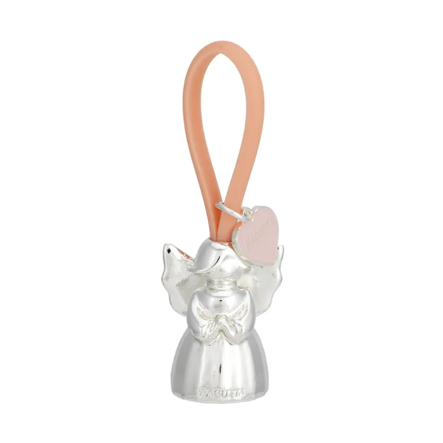 Bagutta portachiavi angelo 3 silver plated gancio in silicone rosa 2208 03 RS