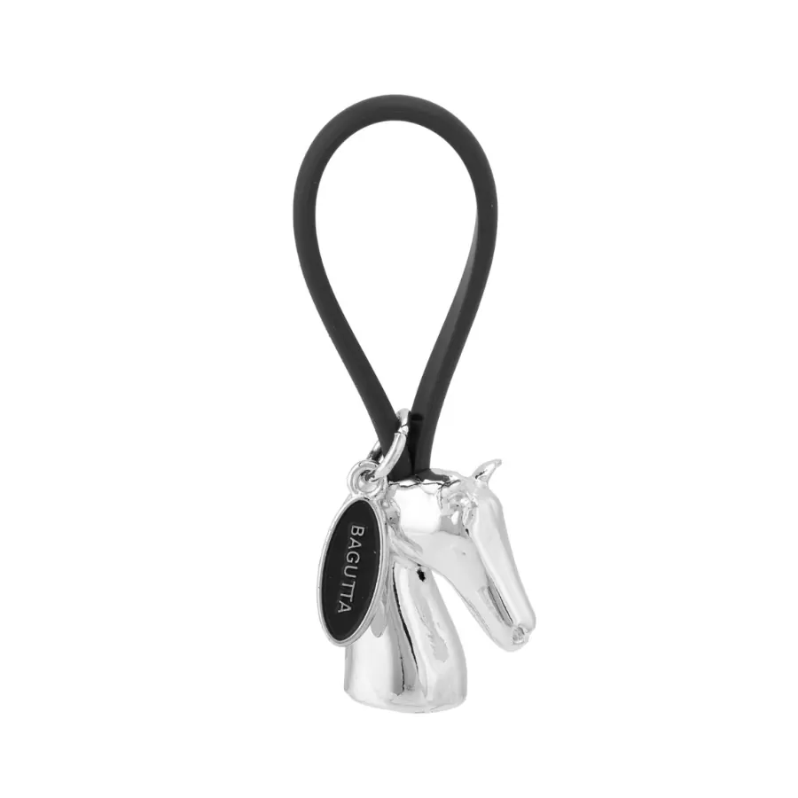 Bagutta portachiavi cavallo argentato gancio in silicone nero 2207 06 NE