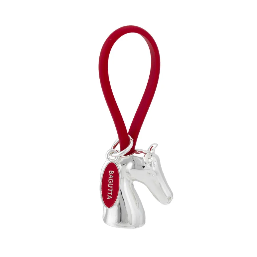 Bagutta portachiavi cavallo argentato gancio in silicone rosso 2207 06 RO