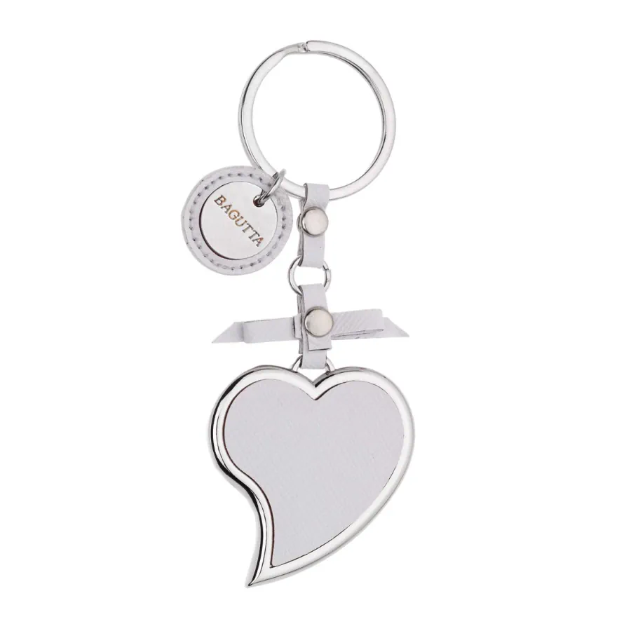 Bagutta portachiavi cuore piegato con fiocco bianco 2231 04 BI
