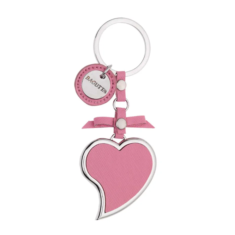 Bagutta portachiavi cuore piegato con fiocco rosa 2231 04 RS