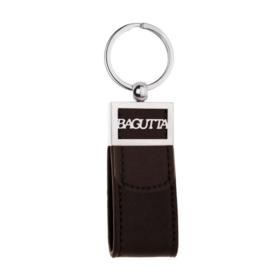 Bagutta portachiavi fettuccia con logo traforato nero 2234 02