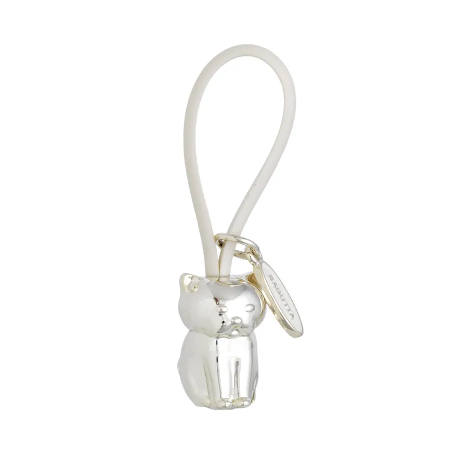 Bagutta portachiavi gatto argentato gancio in silicone bianco 2207 01 BI