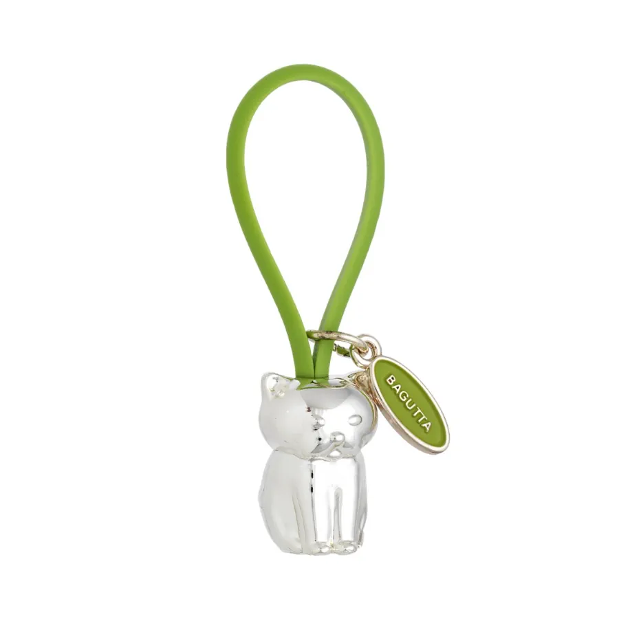 Bagutta portachiavi gatto argentato gancio in silicone verde 2207 01 VE