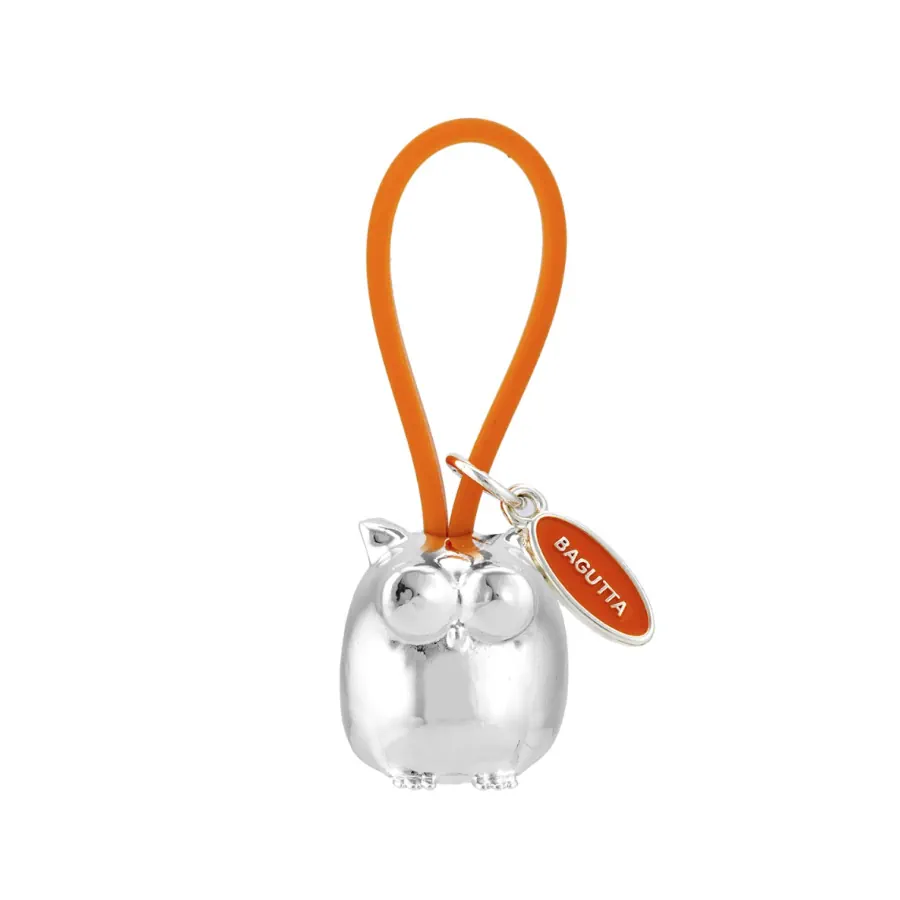 Bagutta portachiavi gufo argentato gancio in silicone arancione 2207 05 AR
