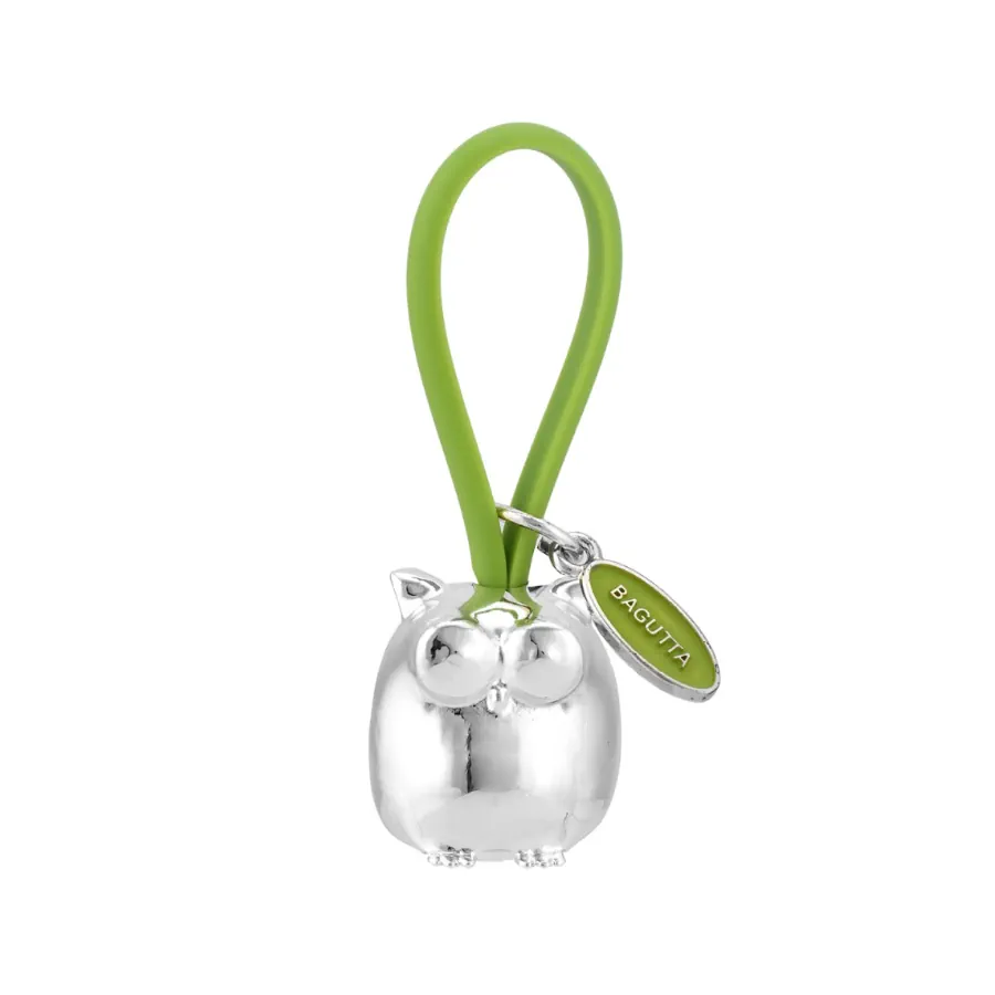 Bagutta portachiavi gufo argentato gancio in silicone verde 2207 05 VE