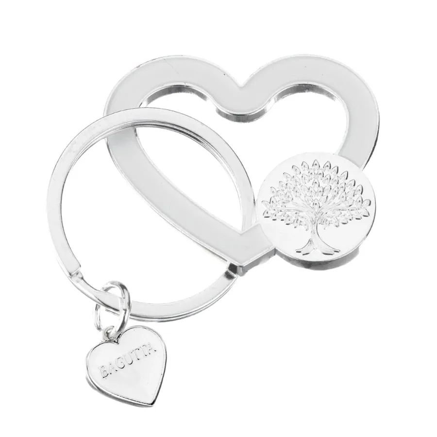 Bagutta portachiavi silver plated cuore bianco e albero 2178 02 BI