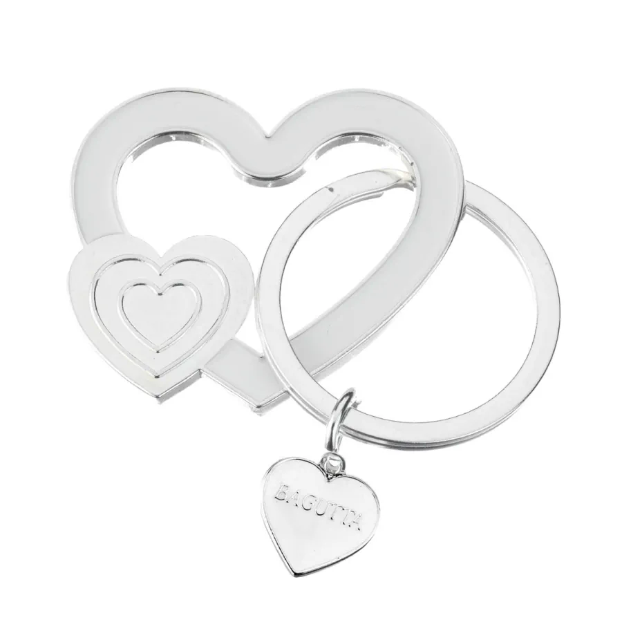 Bagutta portachiavi silver plated cuore bianco e cuore 2178 01 BI