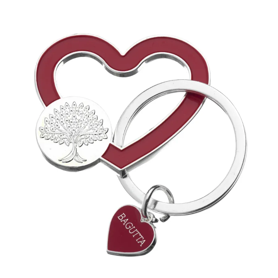 Bagutta portachiavi silver plated cuore rosso e albero 2178 02 RO